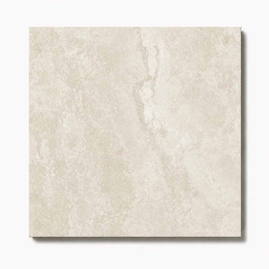 Adelaide Cream travertine-look matte porcelain tile, flat product shot
