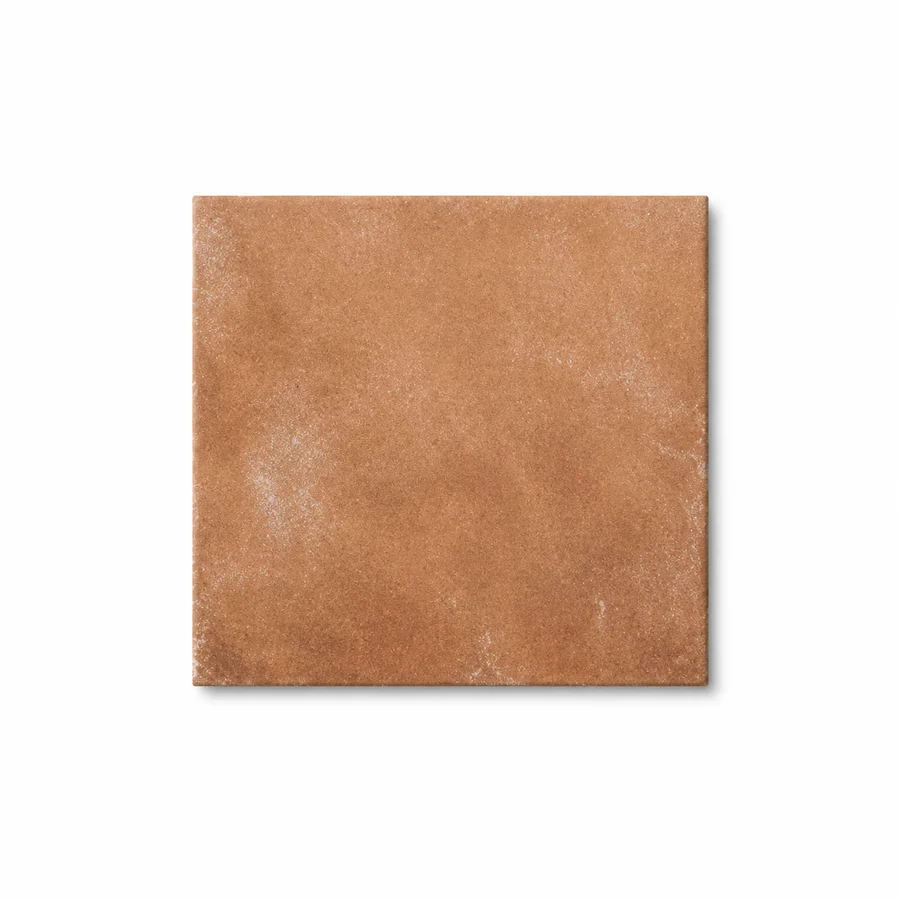 Cradle terracotta encaustic-look square porcelain tile, 200 × 200, flat product shot